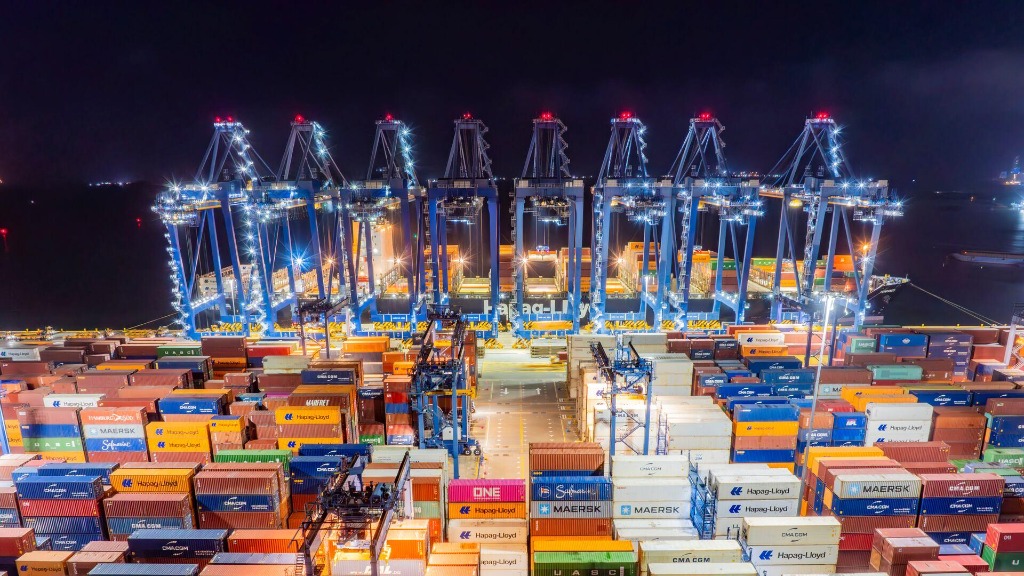 Container Port at Night
